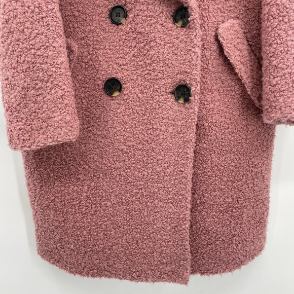 TOPSHOP Alicia Boucle Slouch Pink Wool Blend Long Line Coat Size S - Picture 4 of 8